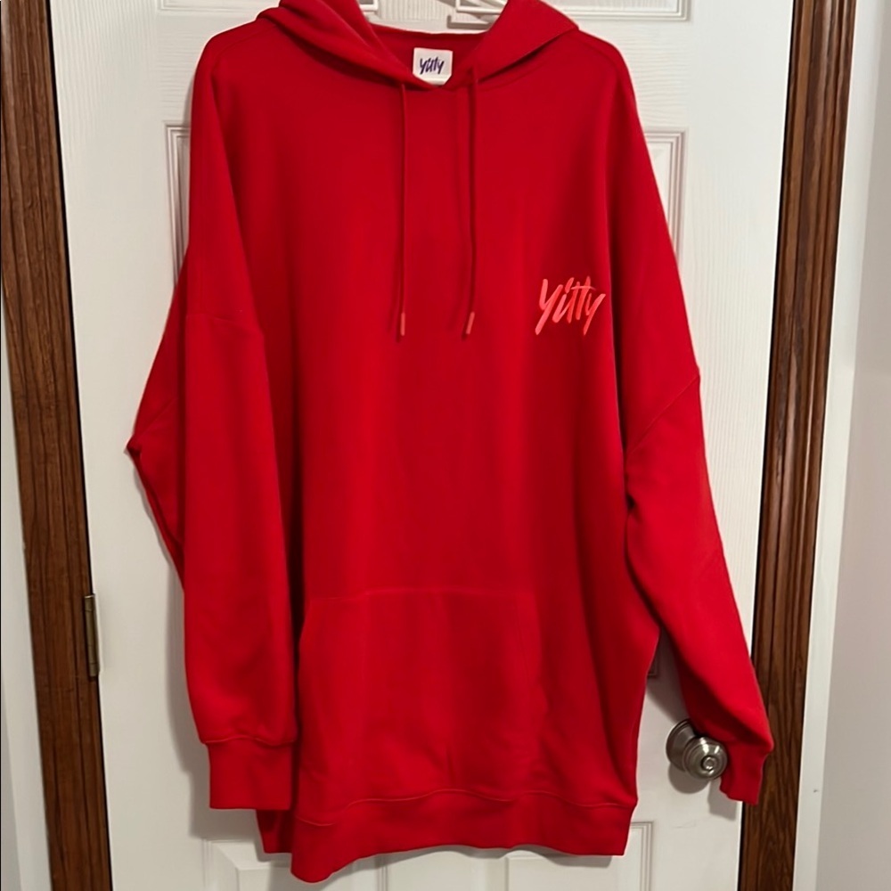 NWT - Yitty Lizzo Leave Him On Red Major Label Oversized Hoodie Sweatshirt Large